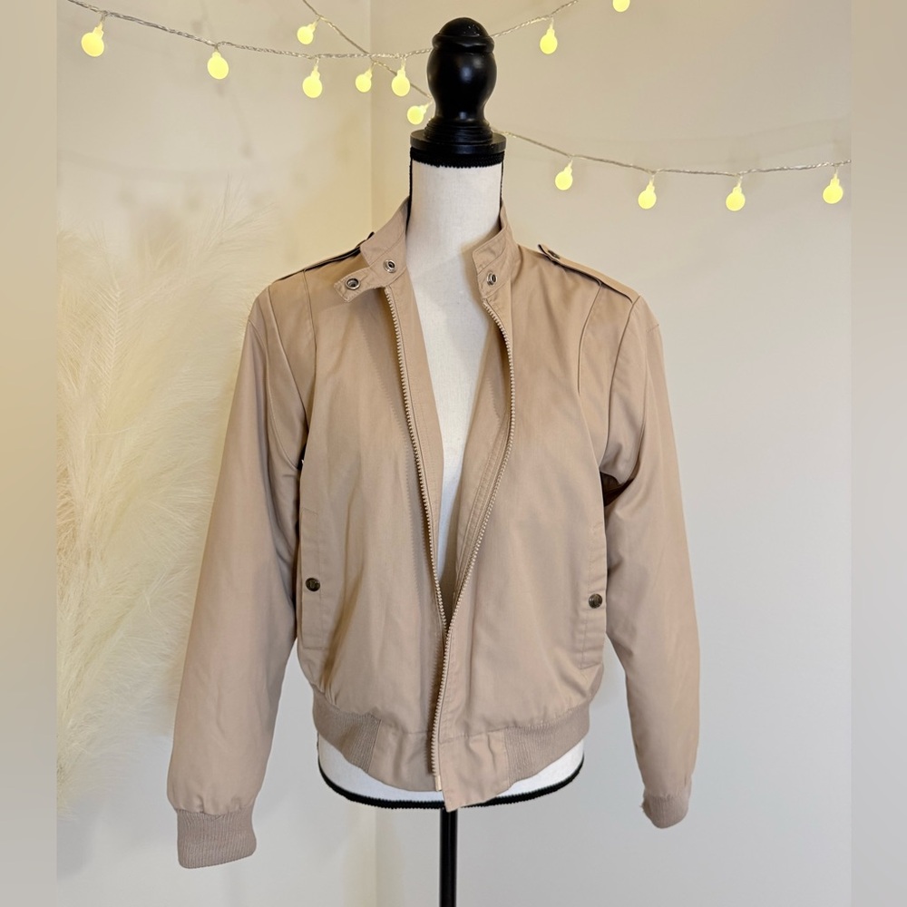 🌾 Vintage London Fog Tan Bomber‎ Jacket with Removable Layer/Lining EUC